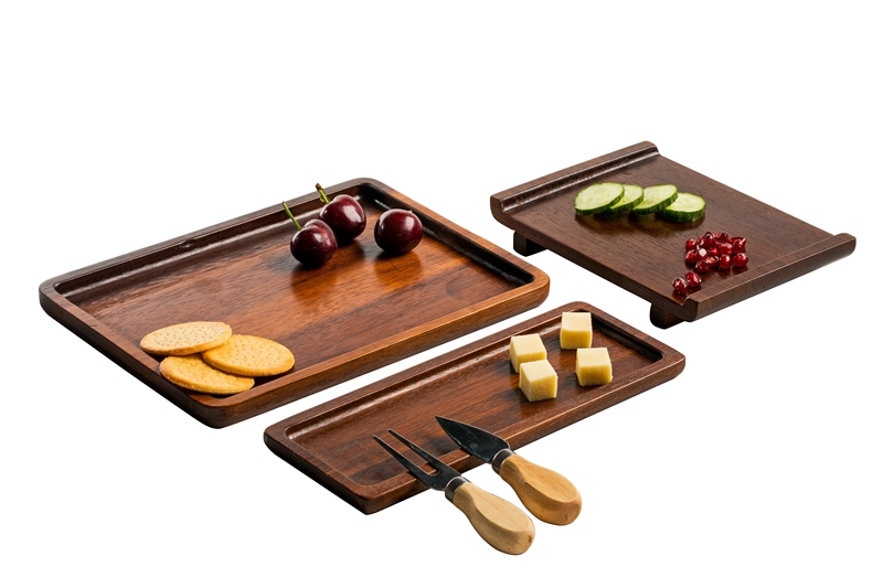 Acacia wood serving trays