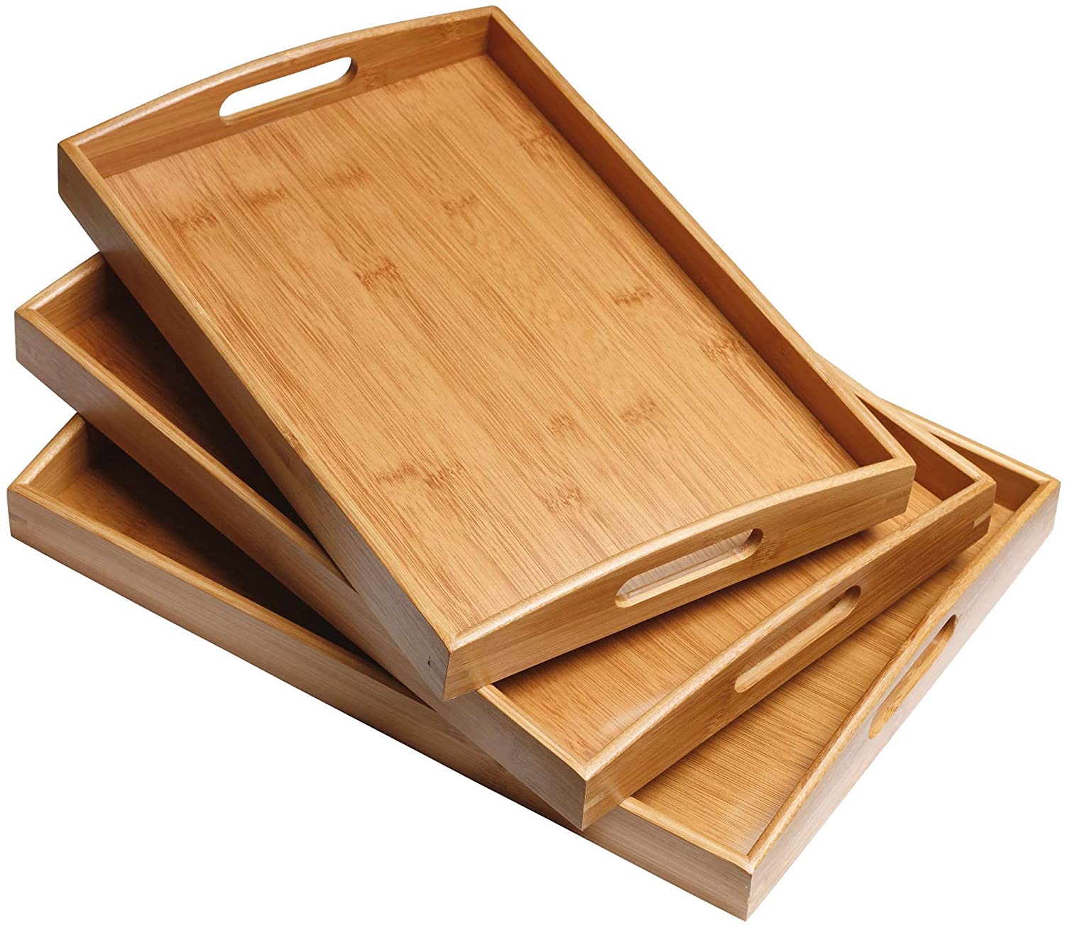 Bamboo serving trays for food