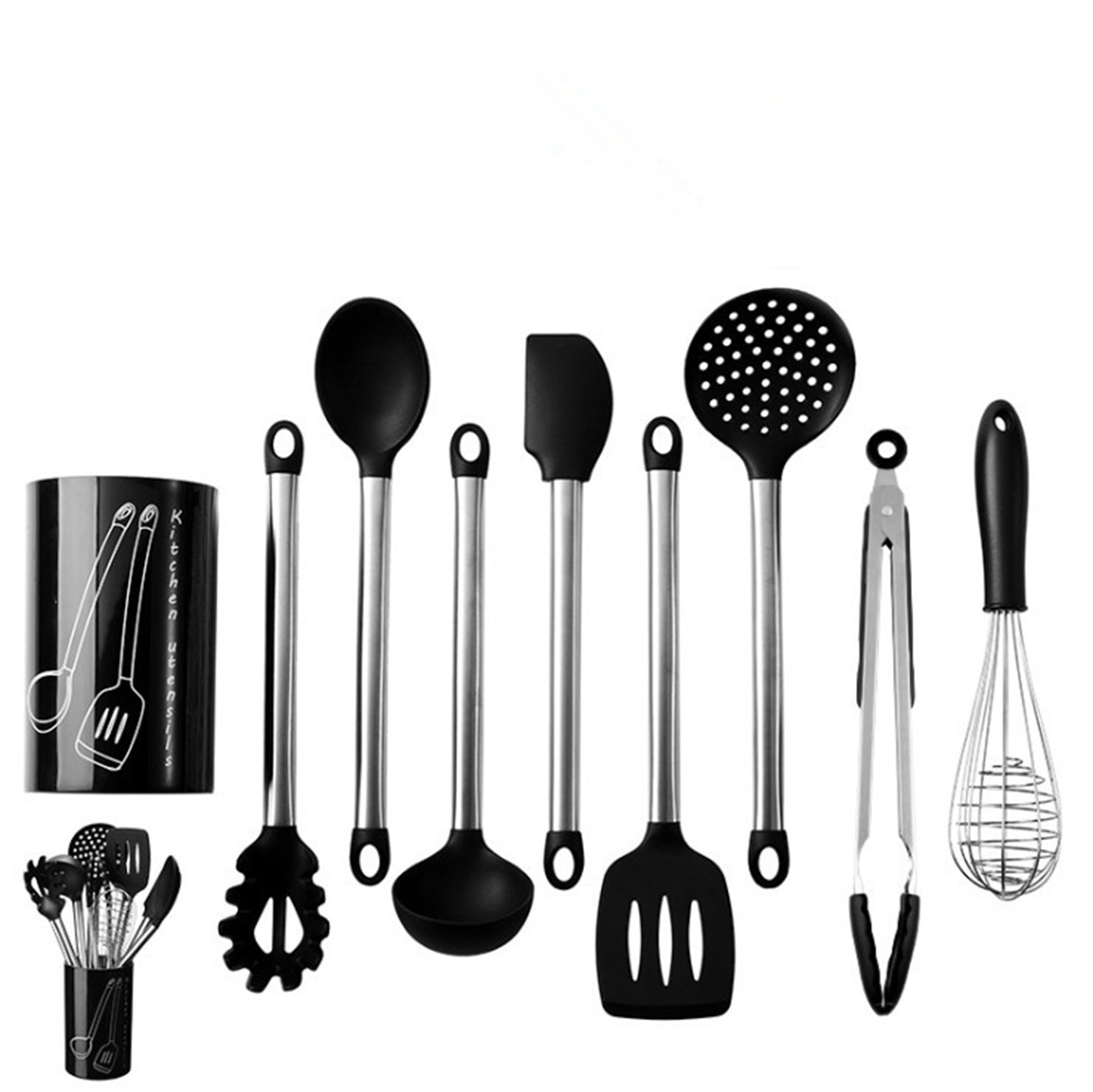 9pcs Nylon kitchen utensil set with bucket