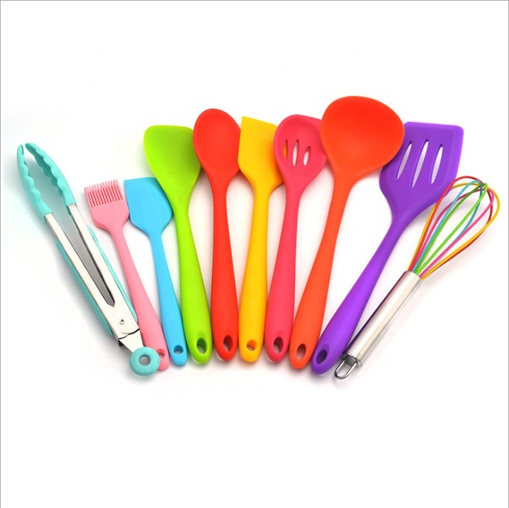 10pcs Silicone colorful kitchen utensil set