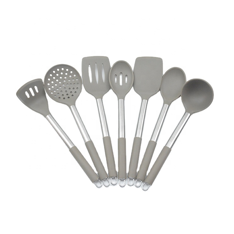 7pcs Silicone kitchen utensil set with silicone handle