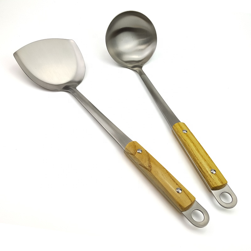 Stainless steel kitchen tools with wooden handle A