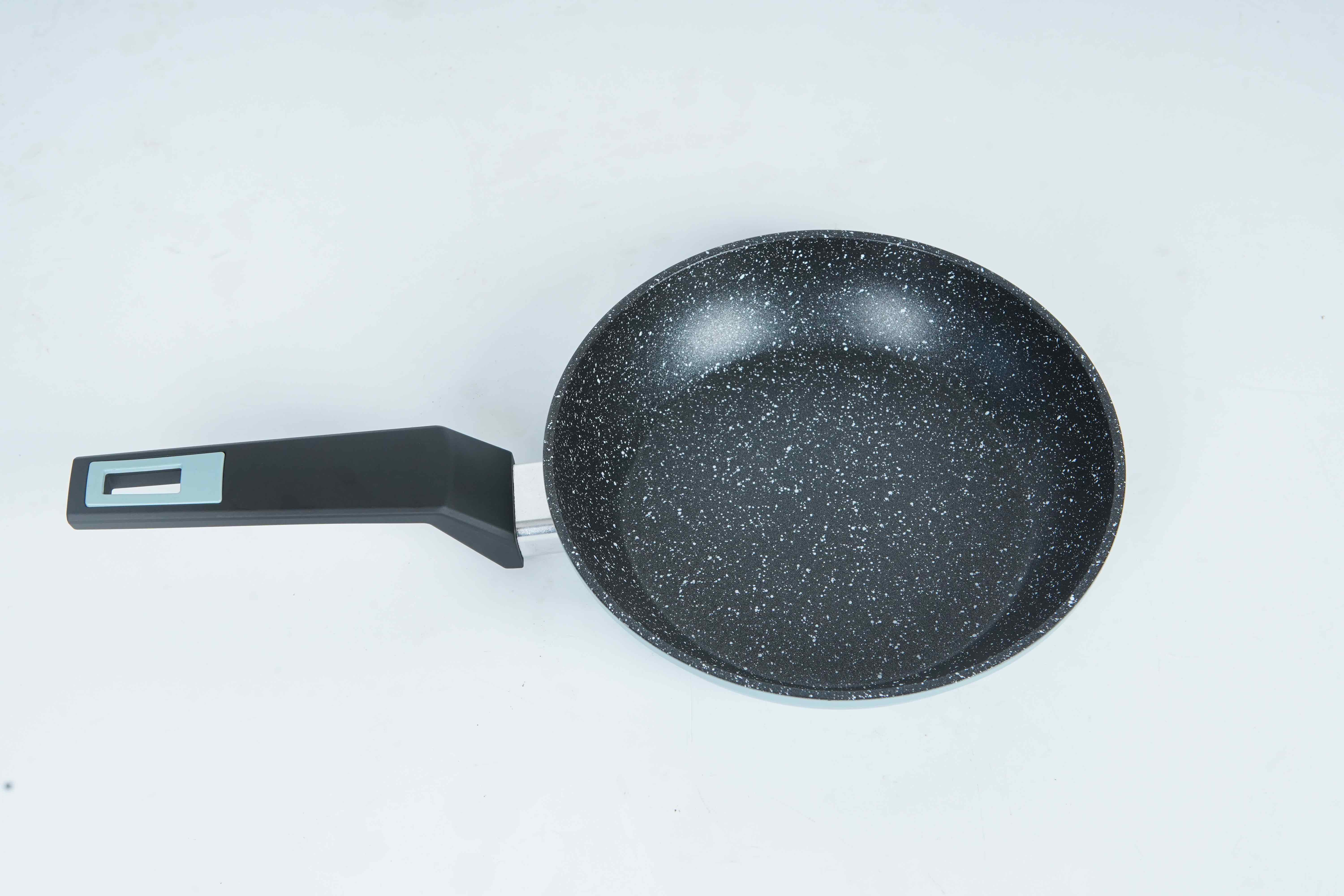 Forged fry pan with new handle-blue