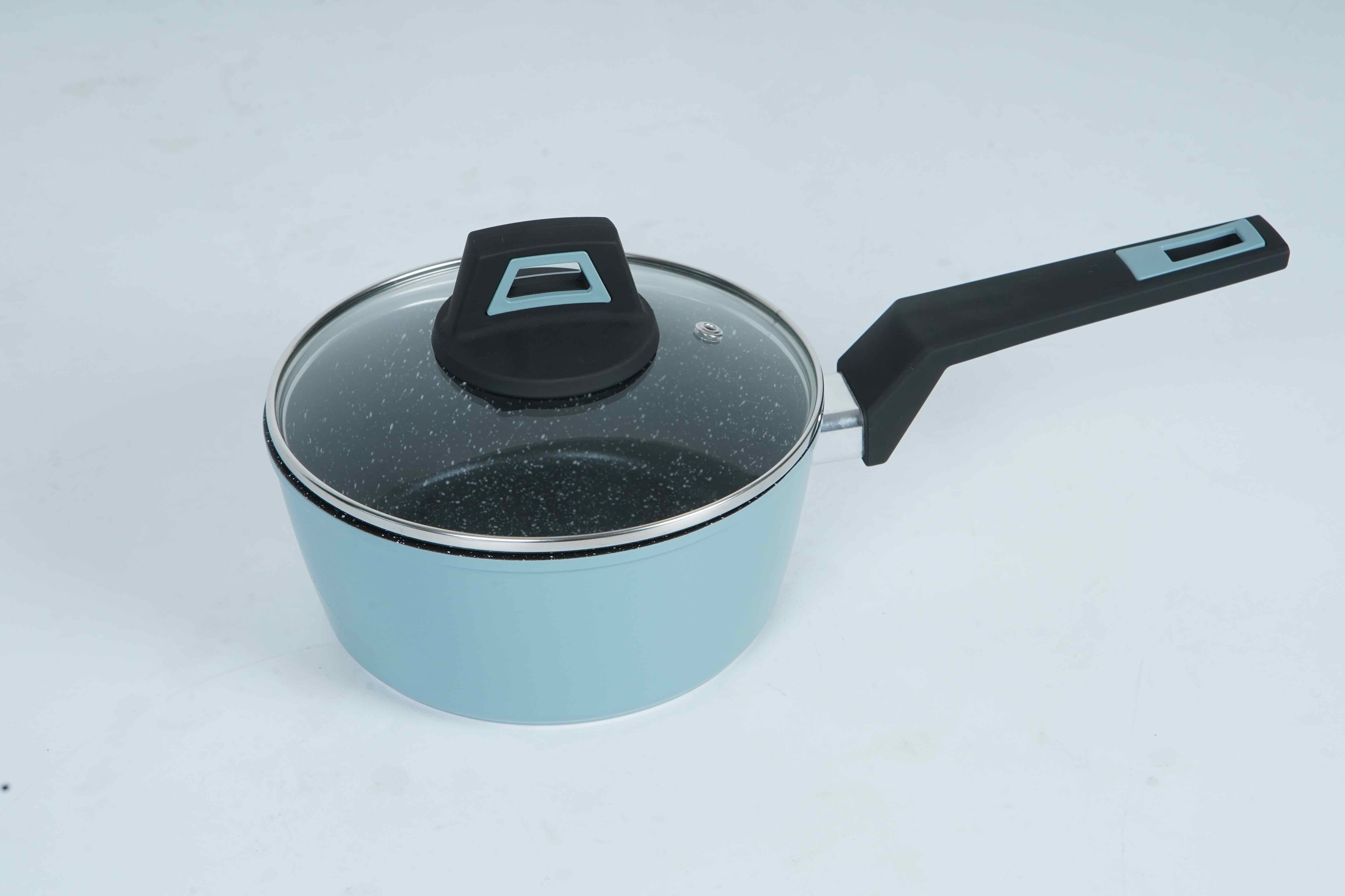 Forged sauce pan with new handle-blue