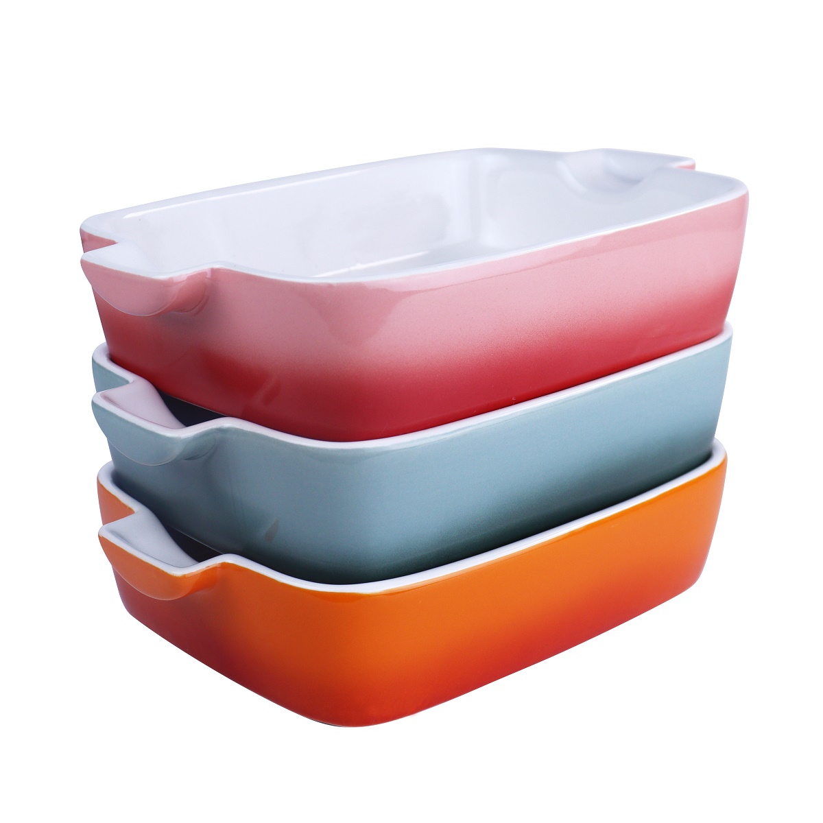 Stoneware colorful baking tray with handle C