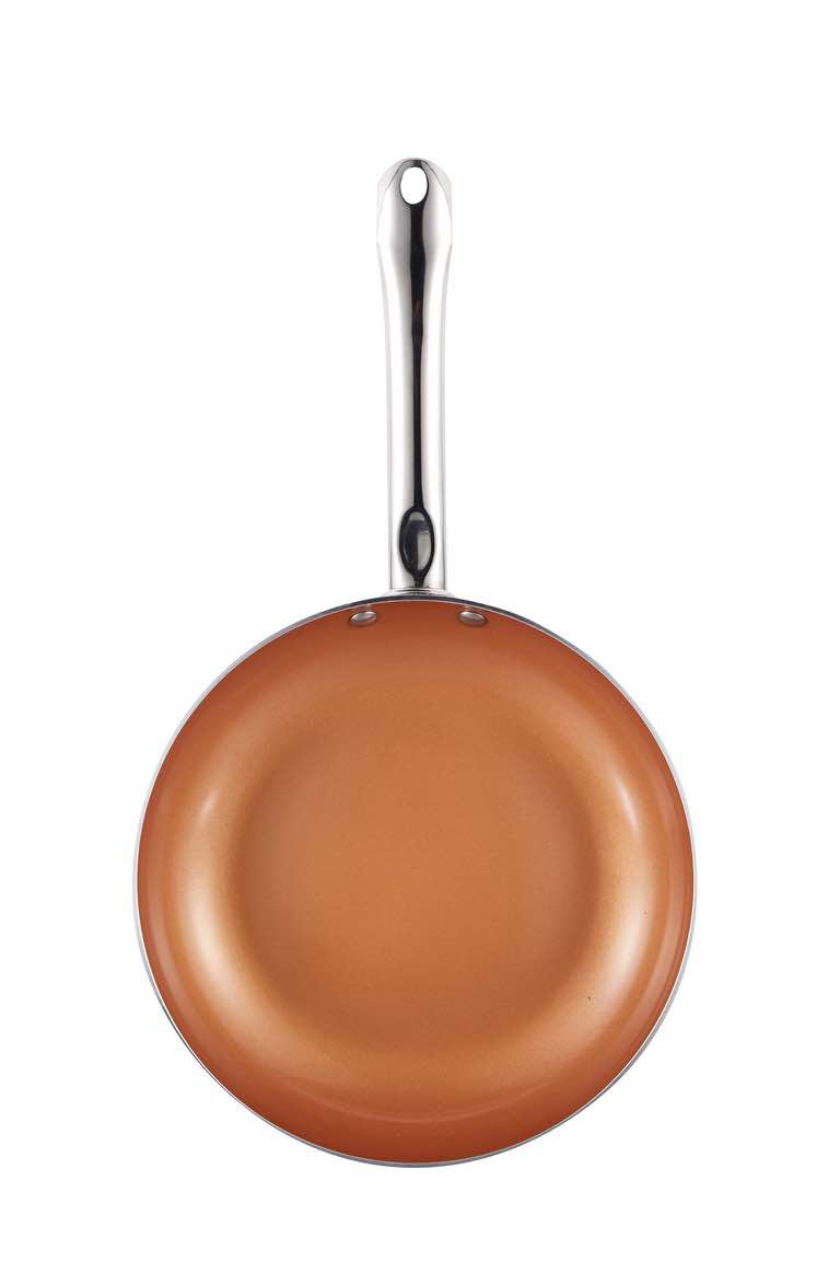 Press aluminum fry pan-copper color