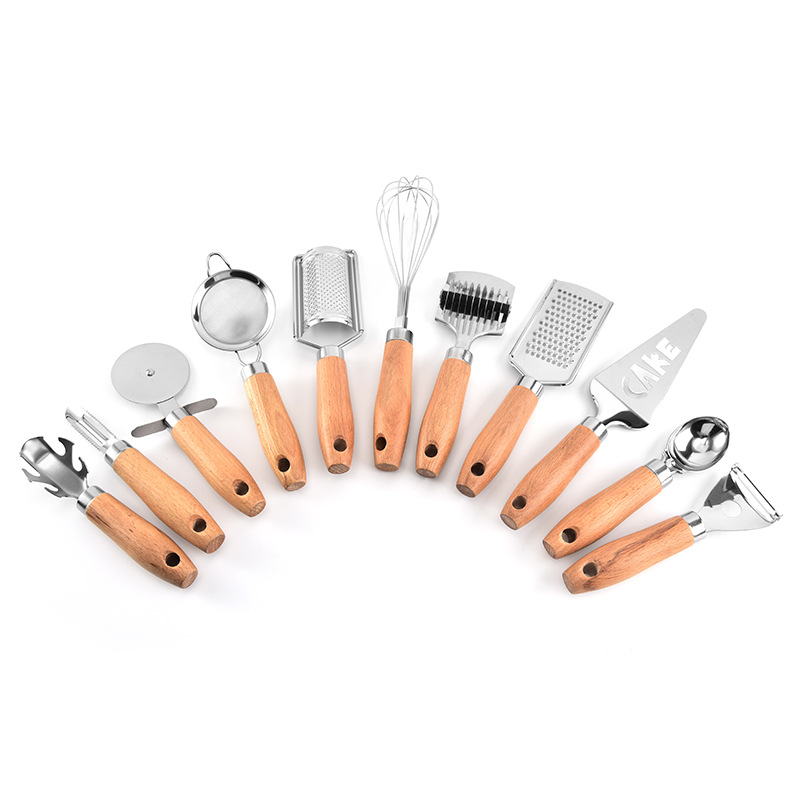 11 pcs kitchen tool set with wooden handle 