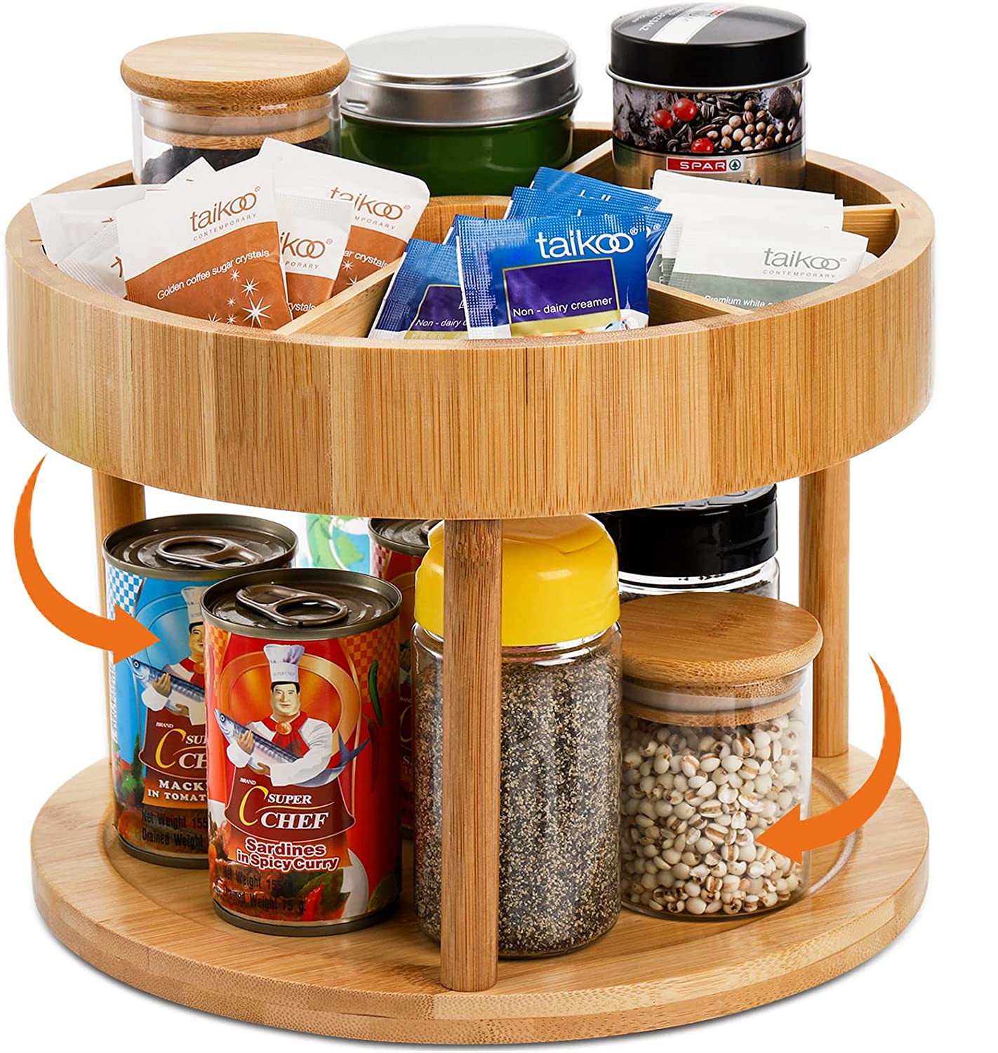 Bamboo 2 tier lazy susan 