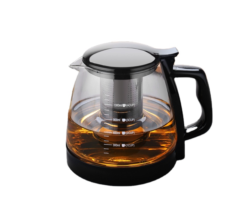 1300ml borosilicate glass coffee pot with stainless steel tea strainer