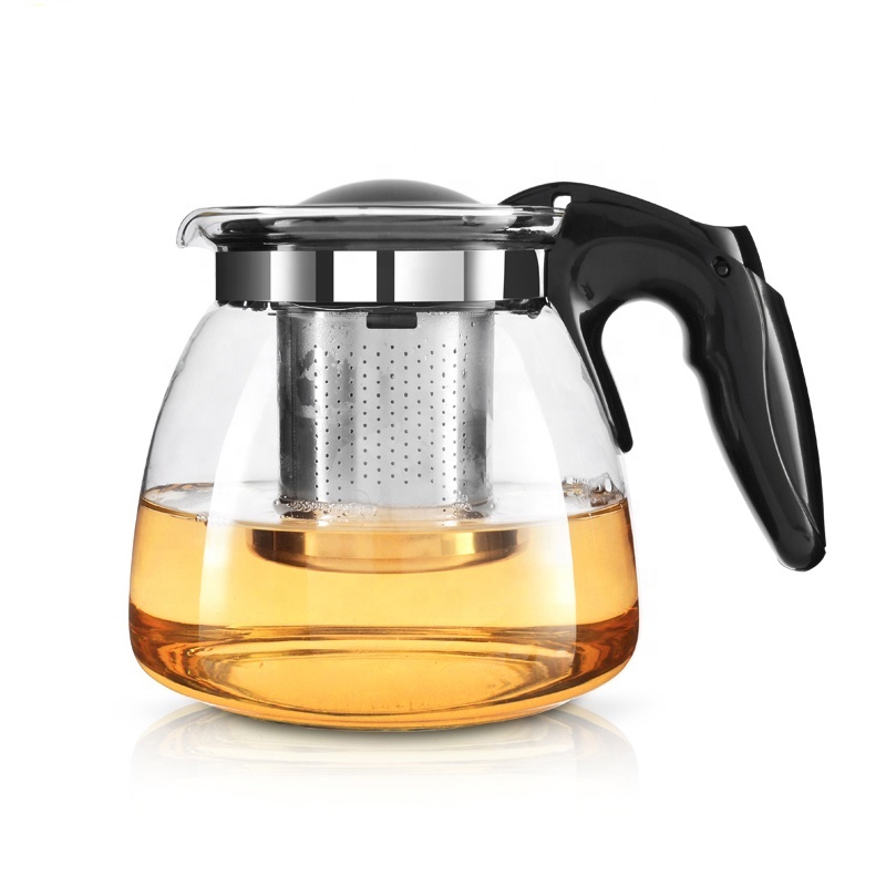 900ml borosilicate glass tea pot with stainless steel tea strainer