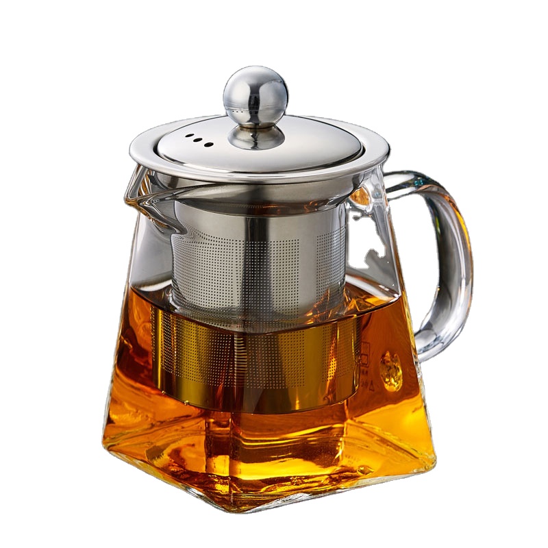 550ml borosilicate glass tea pot with stainless steel strainer