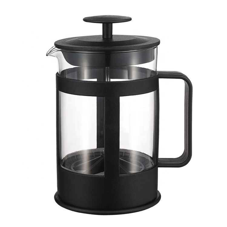 High borosilicate glass french coffee press with plasticl lid A