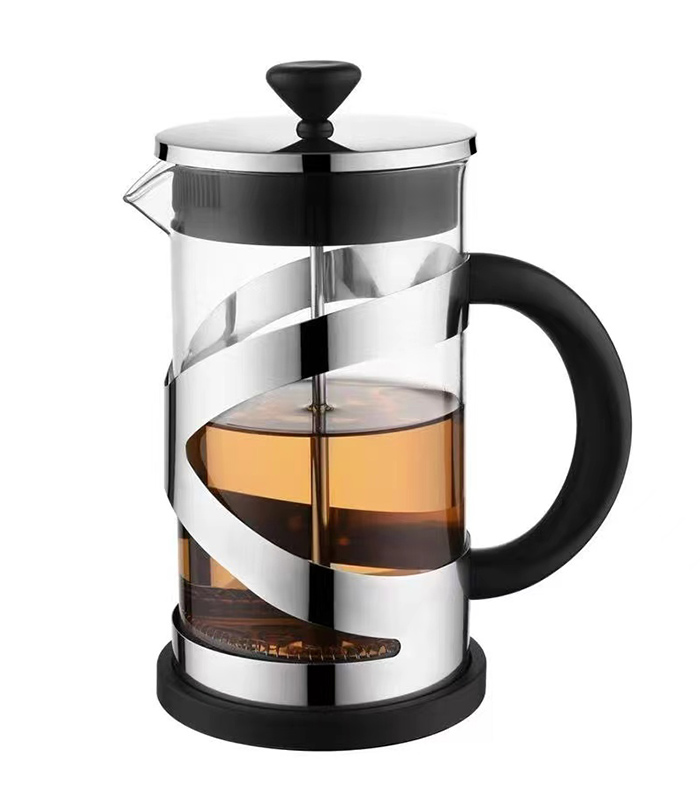 High borosilicate glass french coffee press with stainless steel lid C