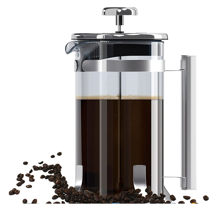 High borosilicate glass french coffee press with stainless steel lid E