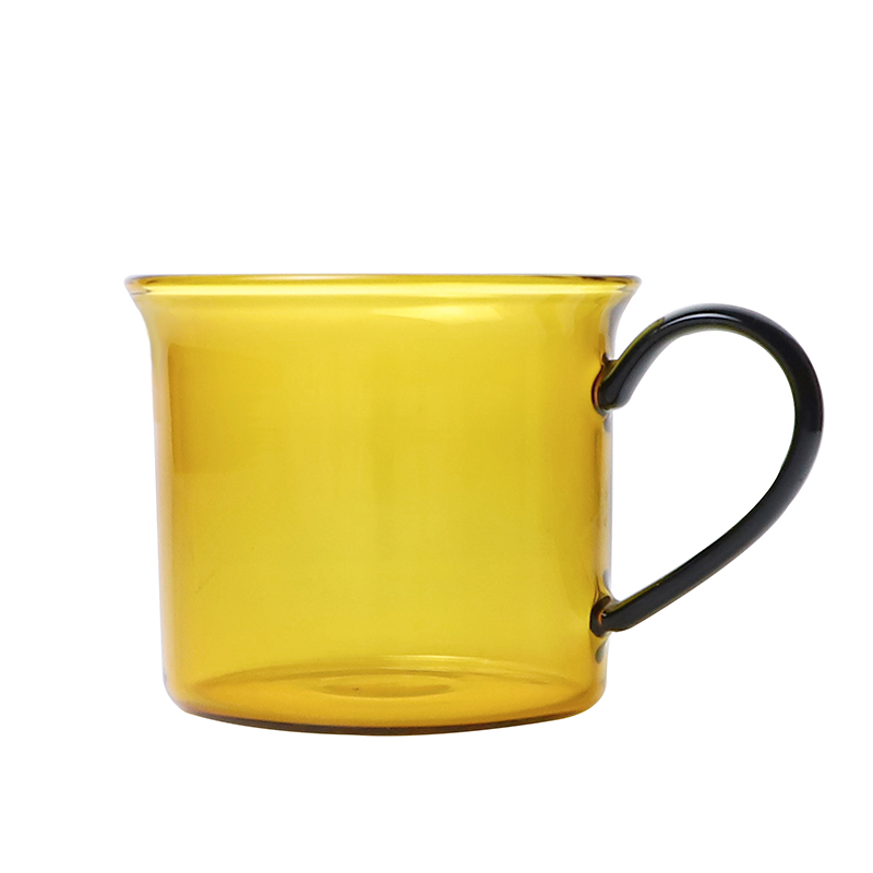 230ml high borosilicate glass single wall coffee cup with handle