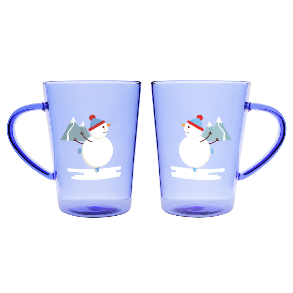 400ml high borosilicate glass single wall cute snowman coffee cup with handle