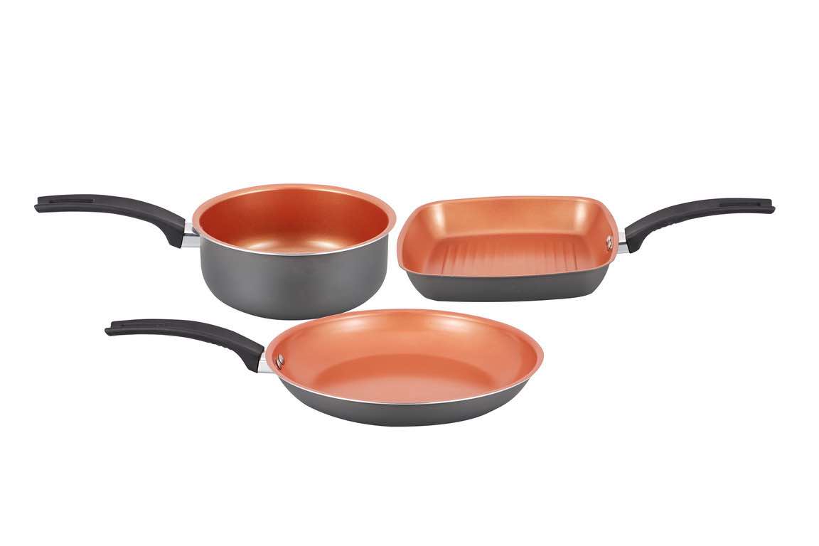 Pressed aluminum pan set copper