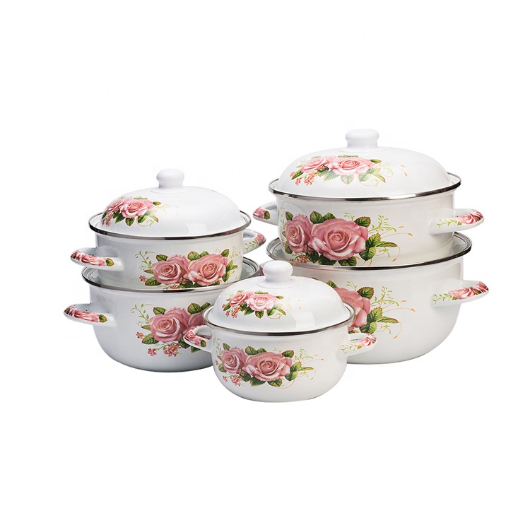 Enamel casserole pot set A